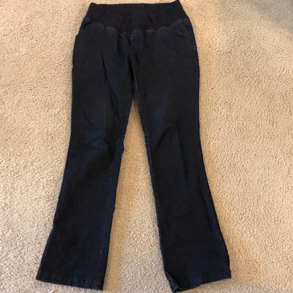 Dark wash bootleg maternity pants